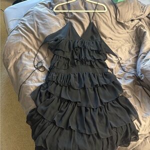 Zara Black Ruffle Midi Dress